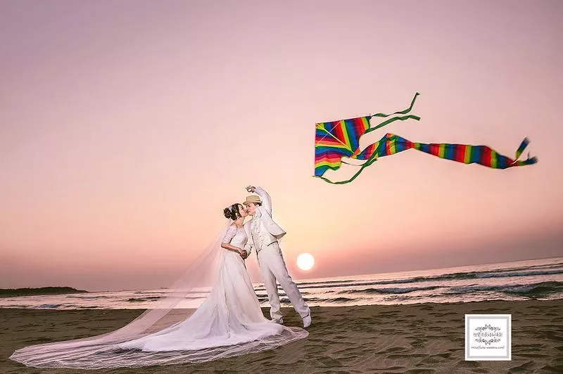 婚紗攝影台北婚紗推薦婚紗攝影景點|淡水沙崙海水浴場-美式清新,韓風唯美,夕陽海景婚紗攝影視覺流感