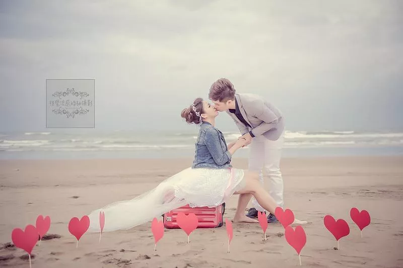 婚紗攝影台北婚紗推薦婚紗攝影景點|淡水沙崙海水浴場-美式清新,韓風唯美,夕陽海景婚紗攝影視覺流感