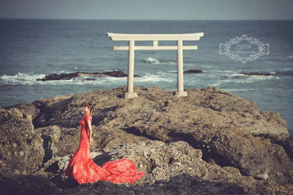 日本海外婚紗攝影,茨城大洗磯前神社神磯鳥居拍婚紗,視覺流感旅拍-日本海外婚紗攝影|茨城大洗磯前神社神磯鳥居拍婚紗